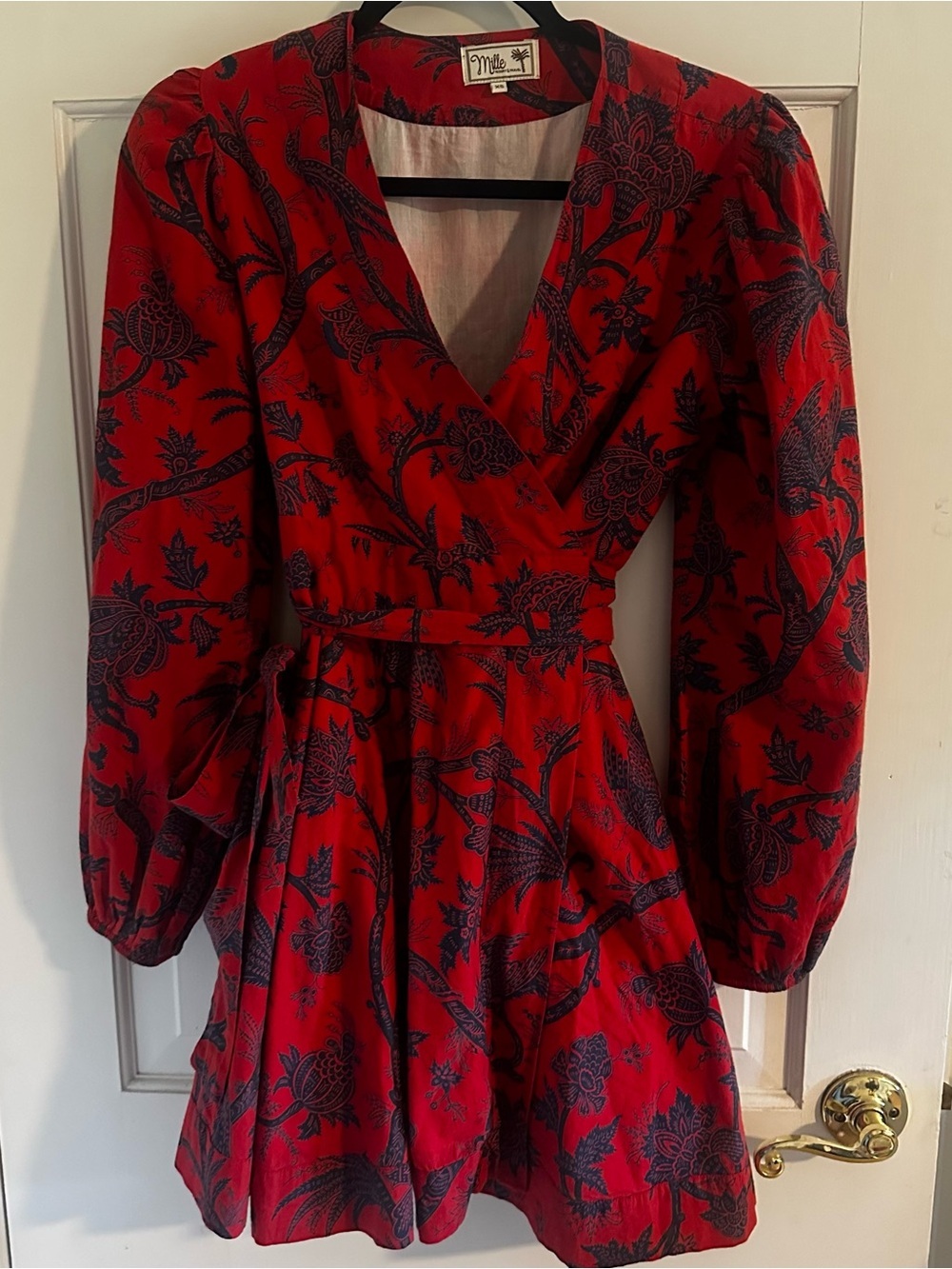 Mille Nan red floral wrap dress